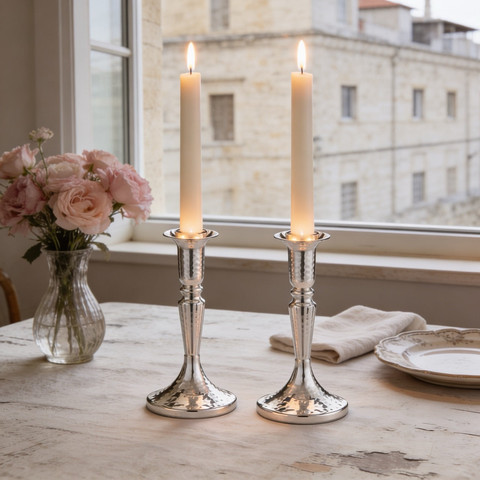 פמוטי שבת כסף 925 דגם Light