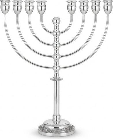 חנוכייה אלעד ציפוי כסף עיצוב מסורתי