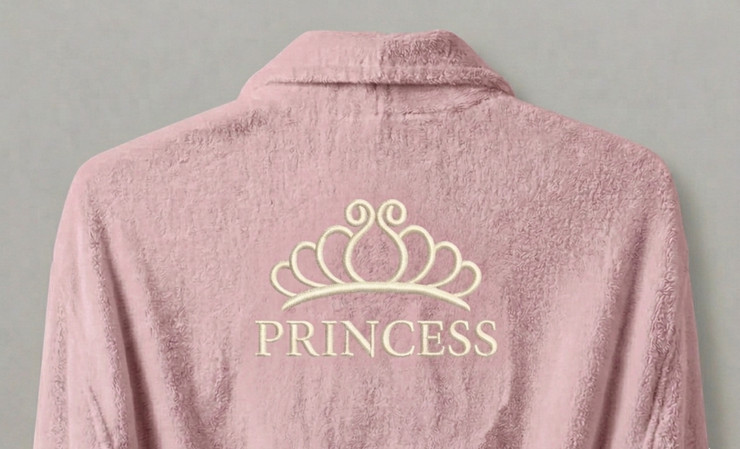 חלוק רחצה למבוגרים צבע ורוד דגם כתר PRINCESS