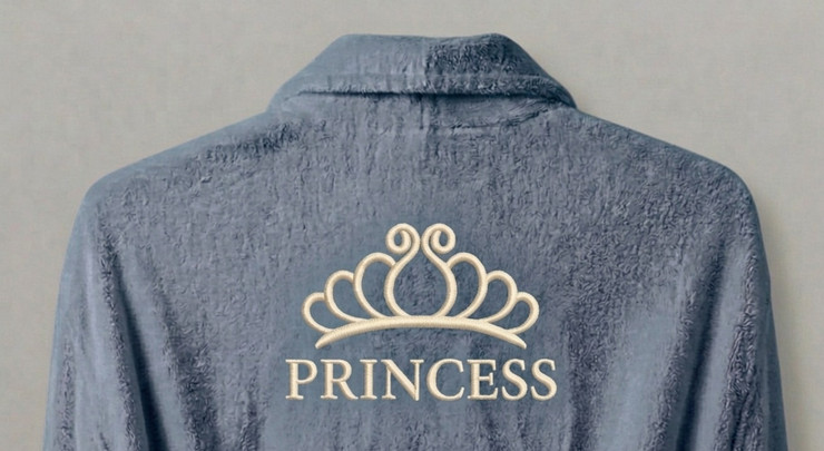 חלוק רחצה למבוגרים צבע כחול דגם כתר PRINCESS