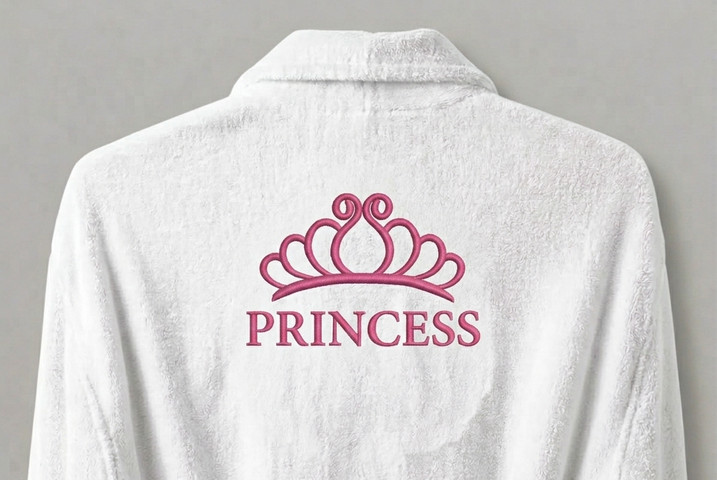 חלוק רחצה למבוגרים צבע לבן דגם כתר PRINCESS