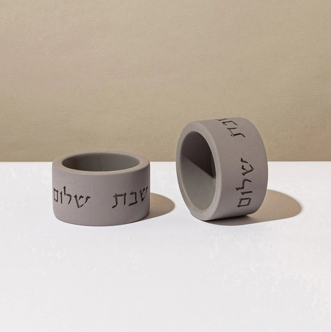 סט פמוטים לשבת מעוצבים עם מגש בטון מודרני - דגם Pure Line