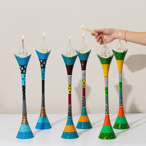 - פמוטים מעוצבים מאלומיניום יצוק בעבודת יד דגם Premium Curved - כחול