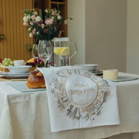 כיסוי חלה חגיגי עם רקמת ירושלים – שורשיות, יופי וסטייל דגם - Jerusalem