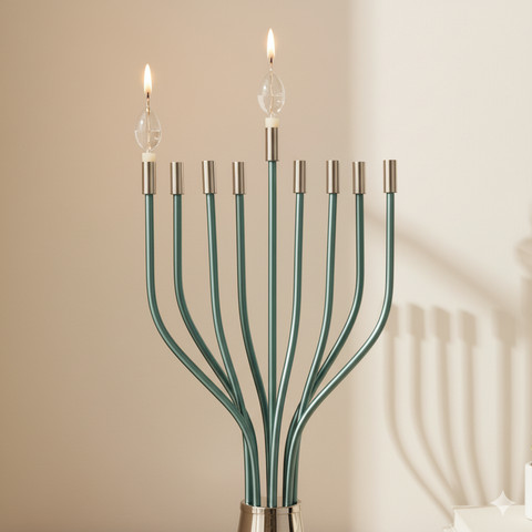 חנוכיה ענקית בעיצוב מרהיב מניקל וציפוי זהב - דגם The Holy Spirit