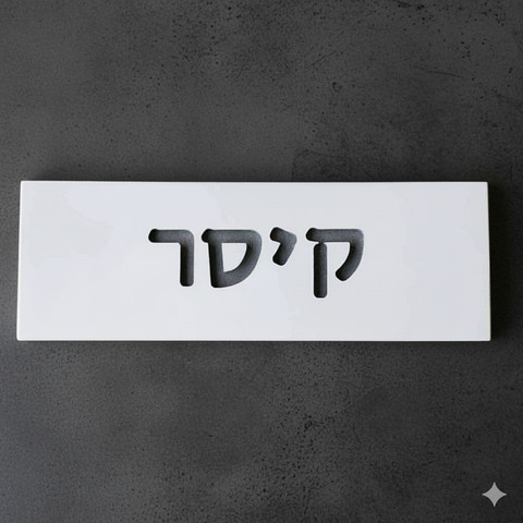 שלט בעיצוב אישי לדלת עם שמות לחריטה מבטון בצבע לבן נקי - דגם Snow
