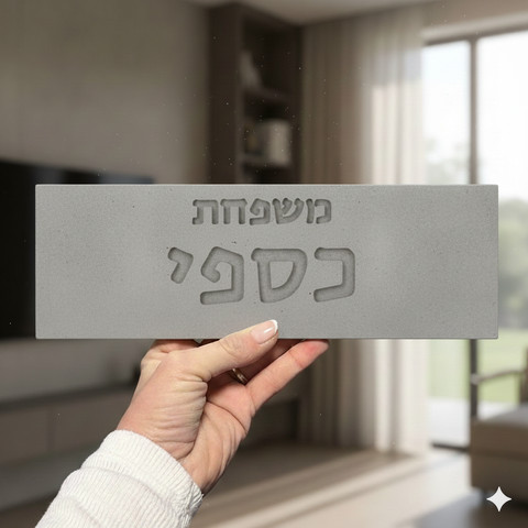 שלט מרהיב לבית בעיצוב אישי מבטון טבעי בצבע אפור עם חריטה - דגם Concrete Chic