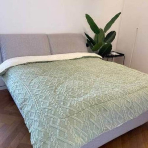 שמיכת חורף כבש יחיד  דו צדדית עם מילוי 150X200 ס"מ  - ירוק