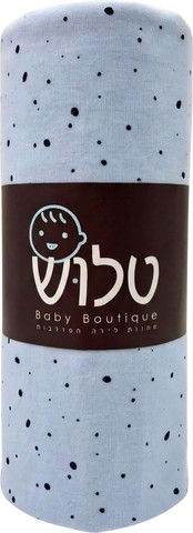 סדין למיטת תינוק בצבע תכלת בהדפס "שפריץ" עדין