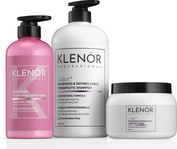 ערכת טיפוח- שמפו, מסיכה וקרם לחות משולב גלייז המסייעים בהזנה עמוקה לתלתלים מוגדרים