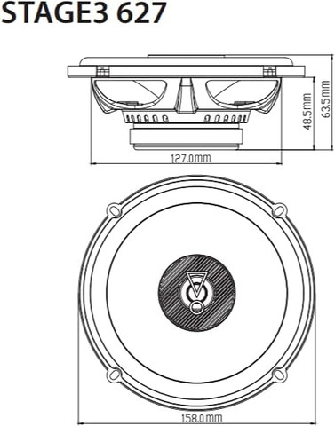 זוג רמקולים JBL STAGE3 627F 225W 45RMS "6.5 לרכב