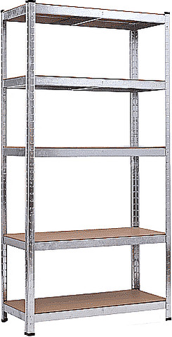 כוננית מתכת 5 מדפים MDF 180×70×40 מגולוון – עומס 175 ק״ג למדף (2 ב־1)