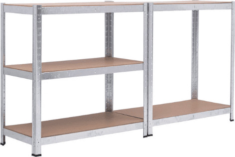 כוננית מתכת 5 מדפים MDF 180×70×40 מגולוון – עומס 175 ק״ג למדף (2 ב־1)