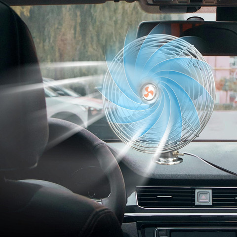 מאוורר לרכב 8 אינץ` 12V עם קליפס וסיבוב 360°