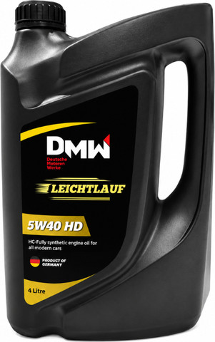 שמן מנוע 5W40 סינטטי מלא  4 ליטר |DMW Leichtlauf |  API SN/CF | ACEA A3/B4 | מתאים לבנזין ודיזל