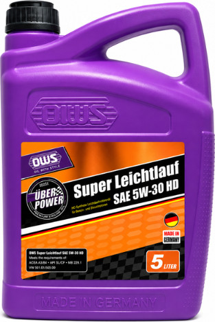 שמן מנוע 5W30 סינטטי מלא 5 ליטר | OWS HD Super Leichtlauf | API SN | ACEA A3/B4 | מתאים לבנזין ודיזל