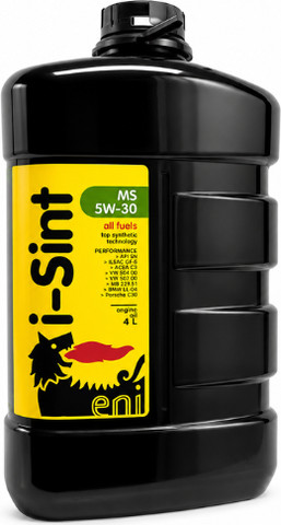 שמן מנוע 5W30 סינטטי מלא 4 ליטר | ENI i-Sint MS | ACEA C3 | VW 504.00/507.00 | מתאים לבנזין ודיזל