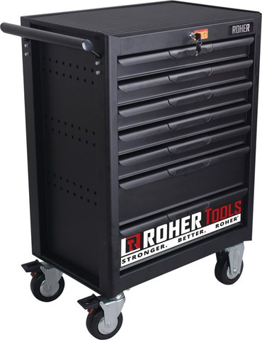 עגלת כלים 7 מגירות ROHER כולל מנגנון Interlock צבע שחור