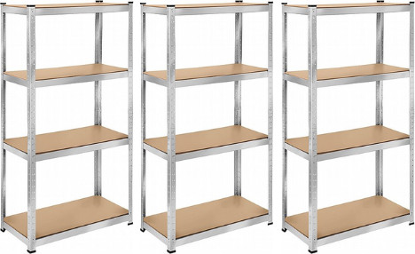 שלישיית כונניות מתכת מגולוונת 4 מדפים MDF  160×80×40 – עד 80 ק״ג למדף (2 ב - 1)