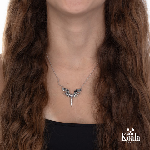 שרשרת עם כנפי מלאך בציפוי כסף – Koala Design
