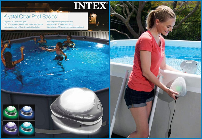 מנורת לד מגנטית INTEX נצמדת לקירות הבריכה, דגם 28698