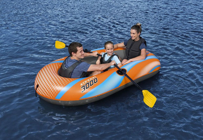 ערכת סירה מתנפחת ל-3 משתמשים, סדרת KONDOR 3000 הכוללת זוג משוטים ומשאבת אוויר BESTWAY דגם 61146