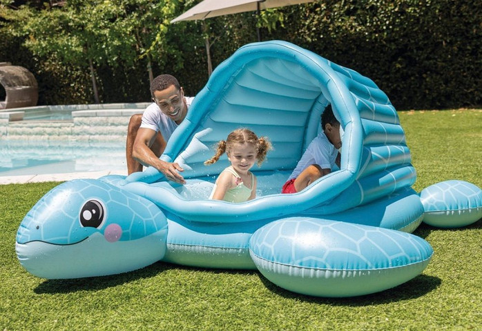 בריכה מתנפחת INTEX בעיצוב צב, הכוללת גגון מובנה חלקי+חלון רשת אחורי+תחתית רכה, מקט 48677