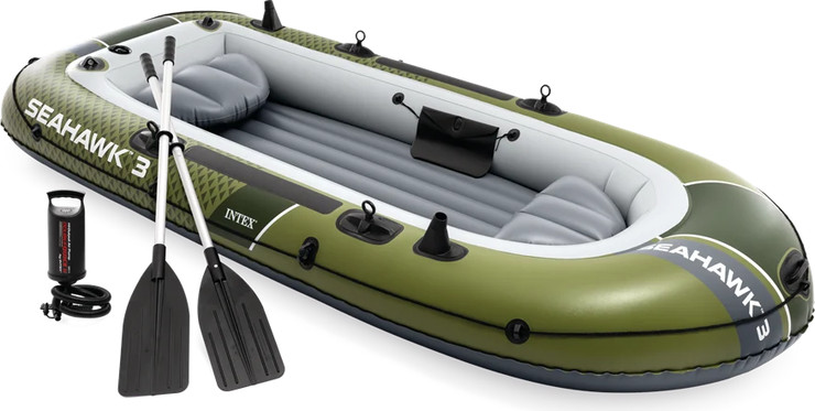 סט סירה מתנפחת SeaHawk ל-3 אנשים כולל משוטים ומשאבה  | INTEX