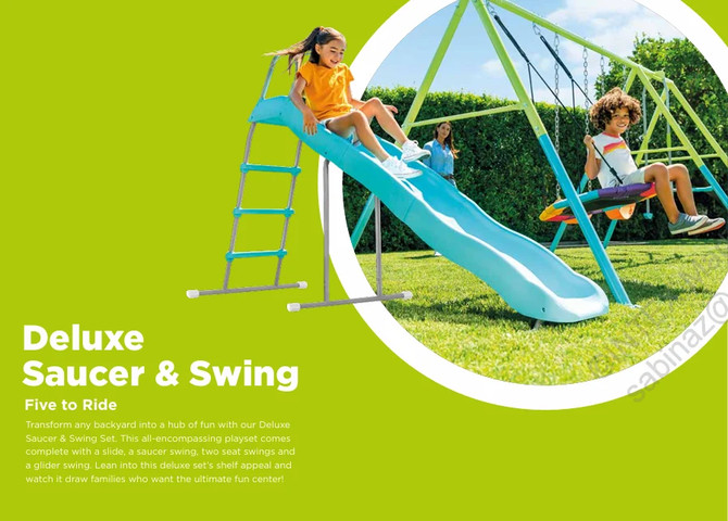 נדנדת ארבע חלקים ומגלשה לחצר לילדים 424*235*200 סמ 44151 מבית INTEX