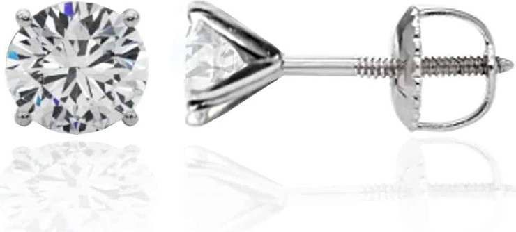 עגילי Solitaire Screw-Back