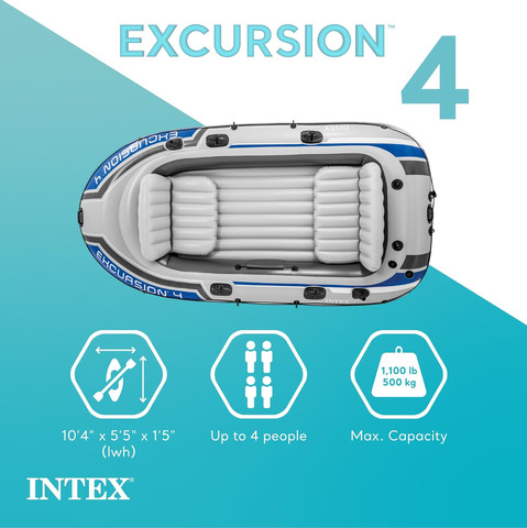 סירה מתנפחת אינטקס 4 EXCURSION כולל משוטים ומשאבה INTEX 68324