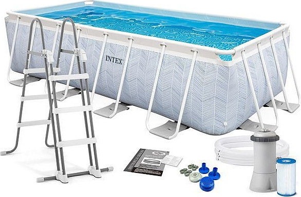 בריכה מלבנית 400X200X100 כולל משאבה וסולם INTEX 26780 CHEVRON