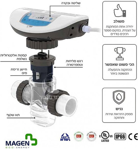 מערכת מלח לבריכה עד 150 קוב מים רזיליאנס מגן Magen Resilience E60