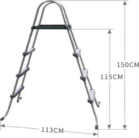 סולם 3 שלבים לבריכה בגובה עד 107 ס''מ PACIFIX