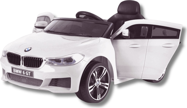 מכונית ממונעת לילדים BMW GT6 12V כולל שלט לבן/שחור BOBTOYS