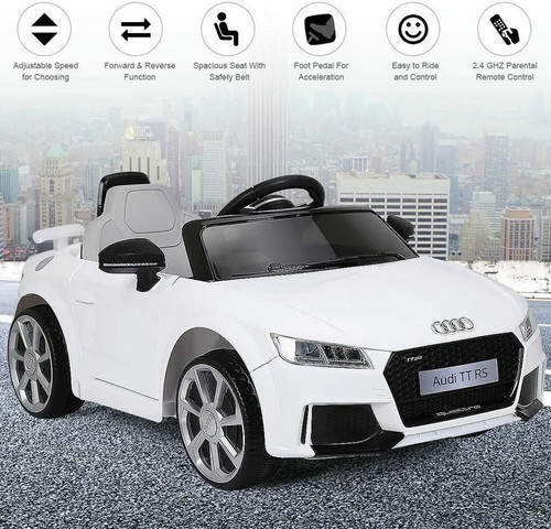מכונית ספורט ממונעת לילדים 12V אאודי שחורה כולל שלט חכם BOBTOYS Audi TT RS