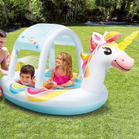 בריכת פעוטות חד קרן עם גגון נתיק ומזרקת מים 254X132X109 ס''מ אינטקס INTEX 58435