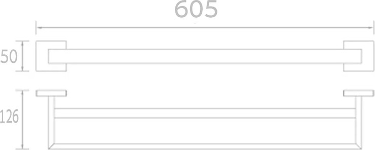 מוט מגבת כפול 800 שחור מט (קידוח) H12