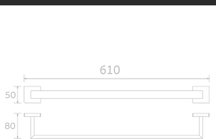 מוט מגבת 800 שחור מט (קידוח) H12