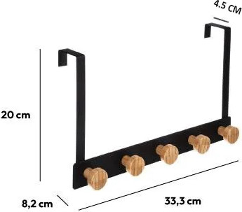 קולב על דלת 4.5 ס"מ שחור בשילוב במבוק I21