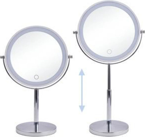מראת איפור עומדת מגדילה נטענת פי 5 עם תאורת LED בטאץ' , שחור מט