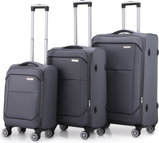 סט 3 מזוודות סוויס Swiss Alpine 2.0 Soft 20+24+28" - אפור