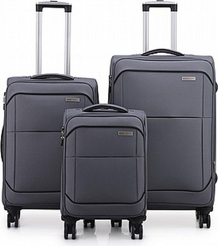 סט 3 מזוודות סוויס Swiss Alpine 2.0 Soft 20+24+28" - אפור
