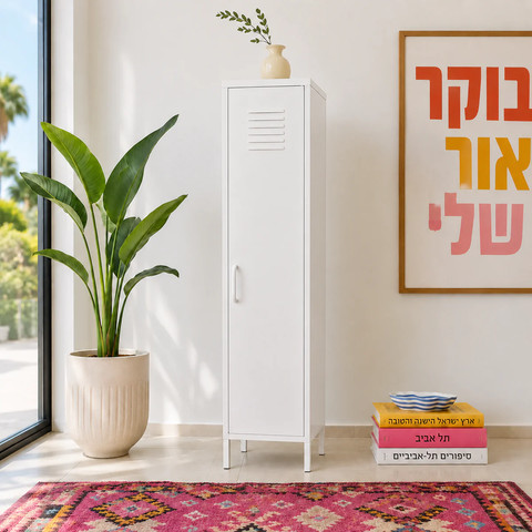 ארונית לוקר מתכת בצבע לבן | School
