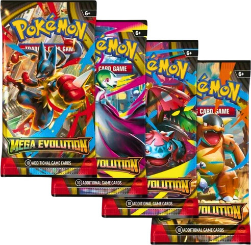 קלפי פוקימון Mega Evolution ME01 – סט 4 חבילות בוסטר (Booster Pack Art Set) | Pokémon TCG | בלעדי לאתר