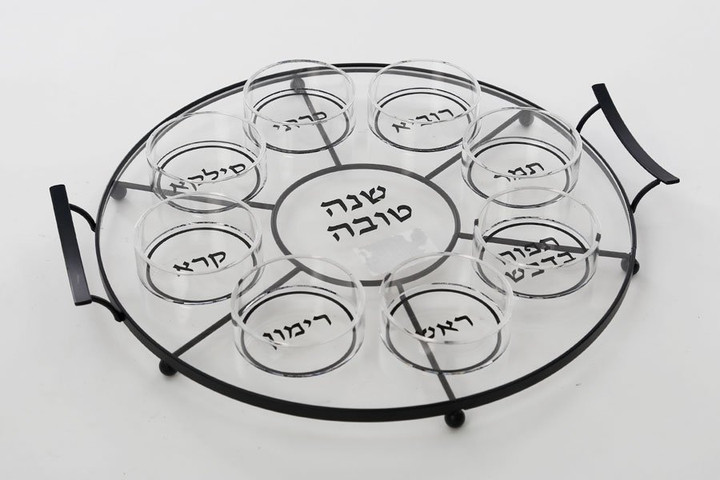 מגש ברכות לראש השנה אקריליק 39.5×35 ס״מ — דגם IRIS