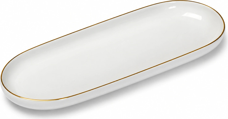 SPECIAL WHITE/GOLD פלטה אובלית 33×13 ס״מ