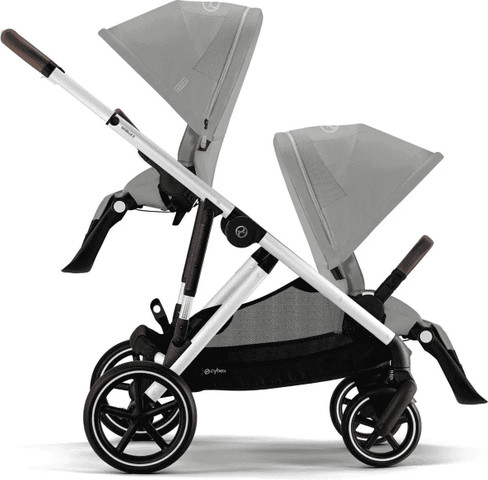 עגלת תאומים אחים גאזל Gazelle S2 עם 2 עריסות ו- 2 טיולונים צבע אפור – סייבקס