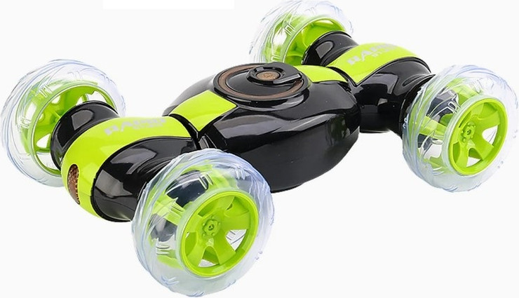 מכונית פעלולים RAPID STUNT CAR עם גלגלים מוארים צבעוניים וסוללה נטענת - ירוק