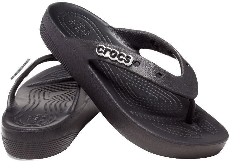 Crocs Classic Platform Flip - כפכפי אצבע קרוקס פלטפורמה בצבע שחור לנשים